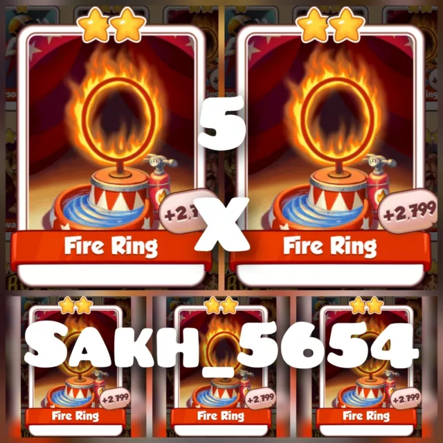 5 x Fire Ring ( Circus set ) :- Coin Master Cards ( Fast Sending )