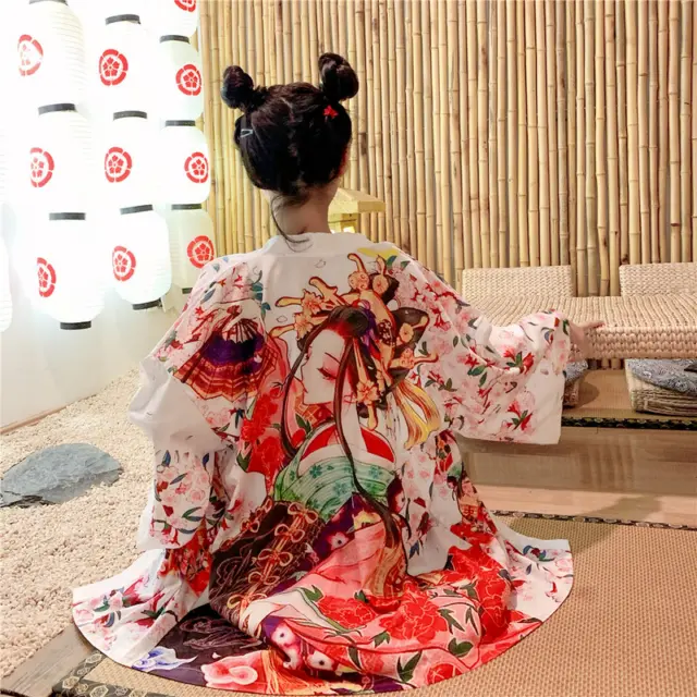 Japanese Women Kimono Jacket Cardigan Coat Yukata Loose Haori Unisex