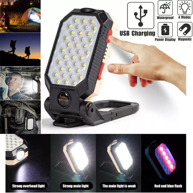 Large LED Work Light COB Inspection Lamp Magnetic Torch USB Rechargeable Car New