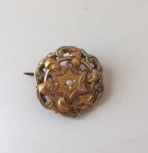 Broche Vintage Métal Doré Style Aztèque Maya – Bijou Ancien Poids 31,2 G
