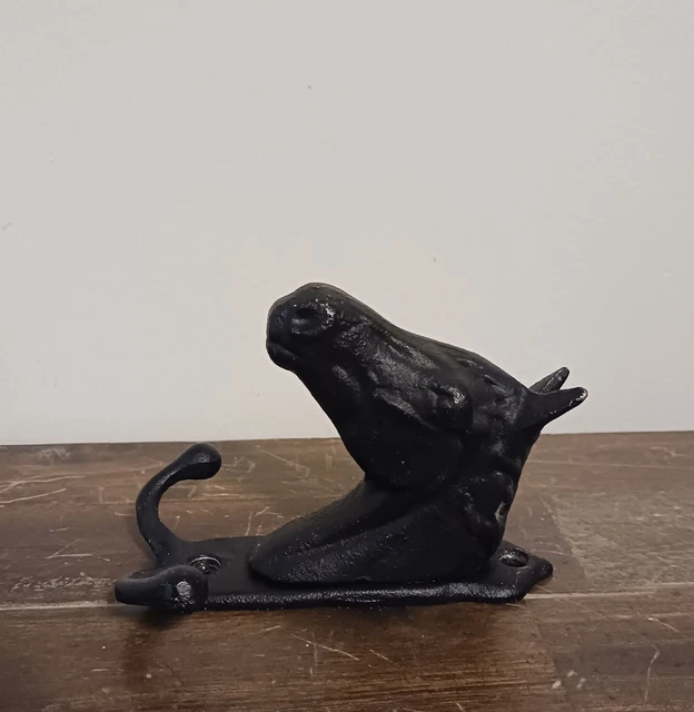Vintage Cast Iron Horse Head Double Hook Towel Coat Hanger Wall Mount Equestrian 3