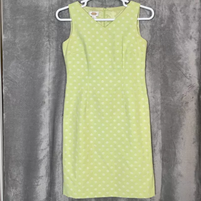 Talbots Sleeveless Knee Length Midi Dress Womens Size 6 Green White Flowers