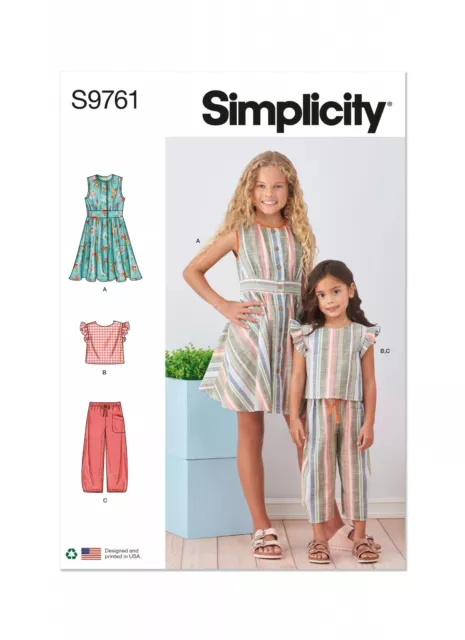 Simplicity SEWING PATTERN S9761 Childrens/Girls Dress,Top,Trousers 3-6 Or 7-14