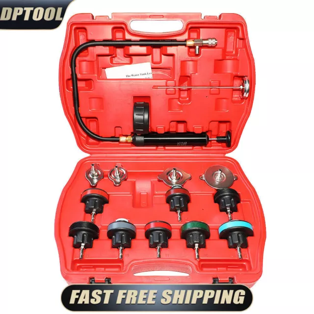 14Pcs Radiator Pump Pressure Leak Tester Detector Coolant System Test Tool Kit