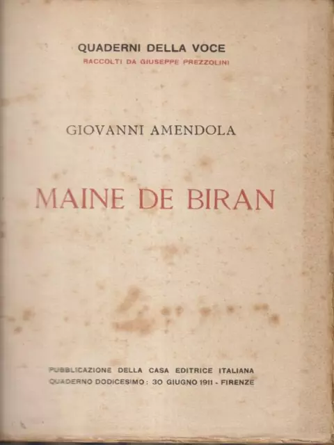 Maine De Biran Amendola Giovanni La Rinascita Del Libro 1911