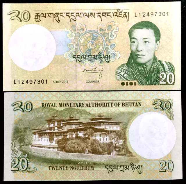 Bhutan 20 Ngultrum 2013 P-30 Banknote World Paper Money UNC Currency Bill Note