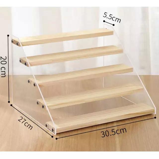 5-niveau Acrylique Présentoir En Bois Modèle Jouets Riser Stand Cuisine 3