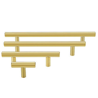 Gold T Bar Pull Handle Cabinet Door Kitchen Drawer Hardware Brass 2" - 8.75"