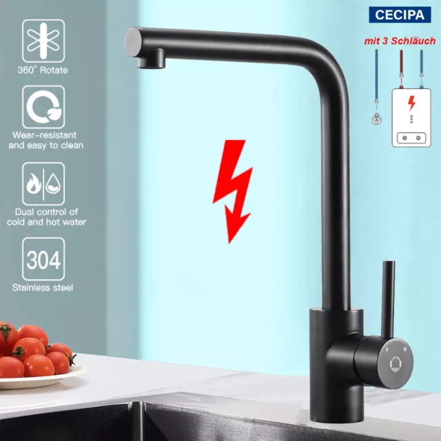 360° Niederdruck Küchenarmatur Spültisch Küche Wasserhahn Einhebel Mischbatterie