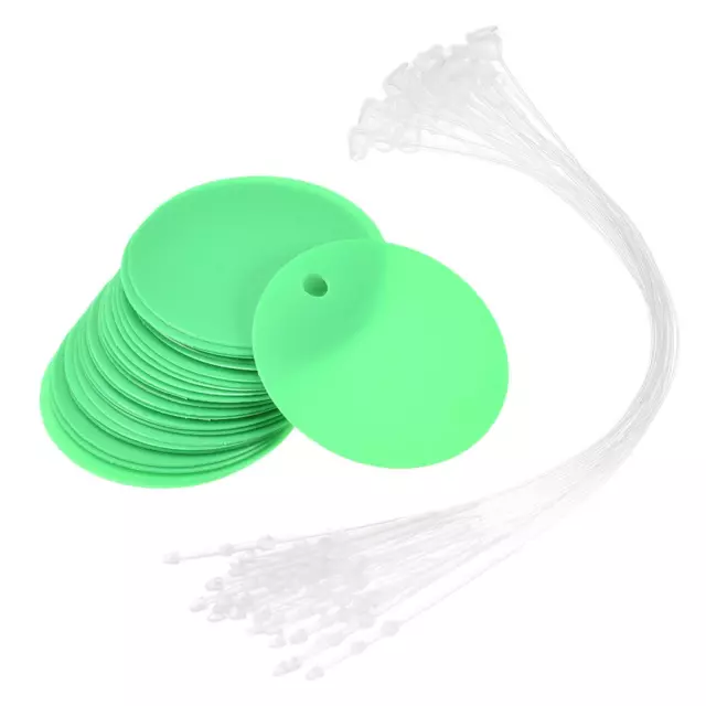 1.17 inch Round Plastic Tags Tear Proof Waterproof Price Tags w Tie Green 25 pcs