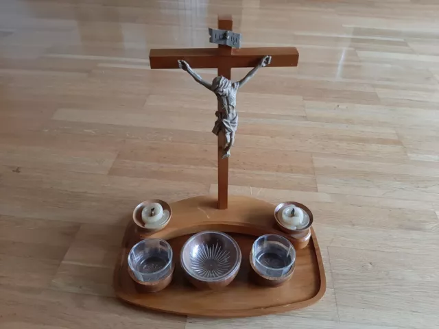 Religiöses Set Versehgarnitur Ölung Krankensalbung Holzkreuz Sakrament Hausaltar