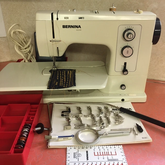 Bernina 830 Sewing Machine w/Extension Table, Knee Lever, Case & Accessories A+