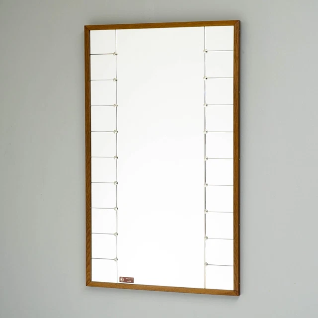 Mid-Century Swedish Harlequin Mirror in a Dark Teak Frame