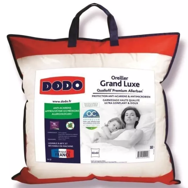 DODO Oreiller Grand luxe Quallofil Allerban - 60 x 60 cm - Blanc