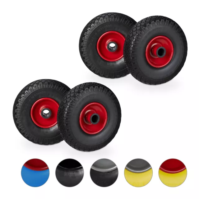 Roue de brouette Lot 4 caoutchouc 3.00-4" 100 kg Roue de rechange axe de 25 mm