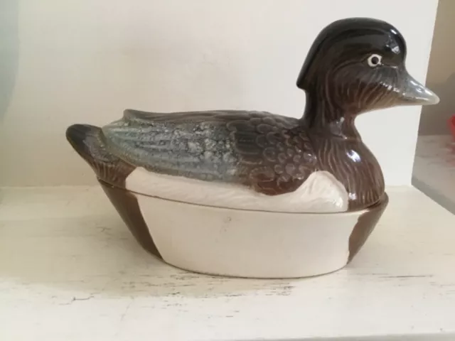 Vintage Michel Caugant Duck Dish/Terrine With Lid, French Pate Dish