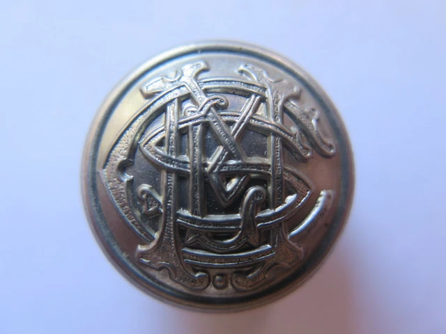 C M L S UNIFORM COAT BUTTON c1920s in NICKEL PLATED BRASS in EXCELLENT CONDITION