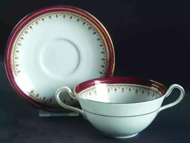 Aynsley, John Durham Maroon  Cream Soup & Saucer 1941714