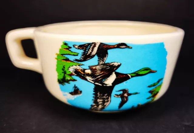 Vtg Rare Holland Mold Large Mug Mallards Ducks Painted EUC w/ Crazing 5" x 2.5"