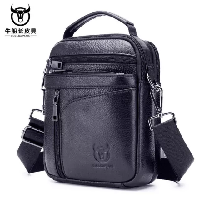 BULLCAPTAIN Genuine Leather Shoulder Bag for Mens Crossbody Messenger Bag