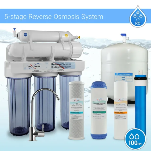 100 GPD Residential Drinking 5 stage Reverse Osmosis System Max Water USA Filter