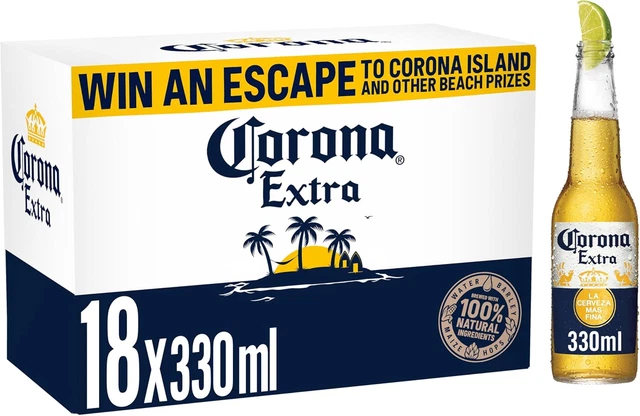 CORONA EXTRA MEXICAN Lager Beer Bottle, 330Ml (Pack of 18) £20.11