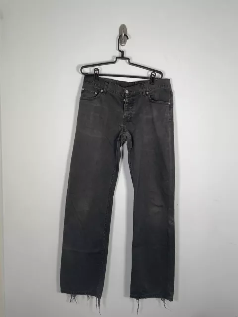 Vintage 2000s Helmut Lang Waxed Pants 34 X 32 Y2K Worn Black