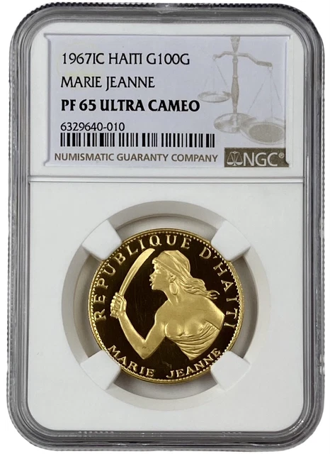 1967 IC Haiti Gold 100 Gourdes Marie Jeanne 0.5715oz Coin NGC PF 65 UC