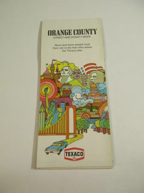 Vintage 1974 Texaco Orange County California Gas Station Travel Road Map~Box V