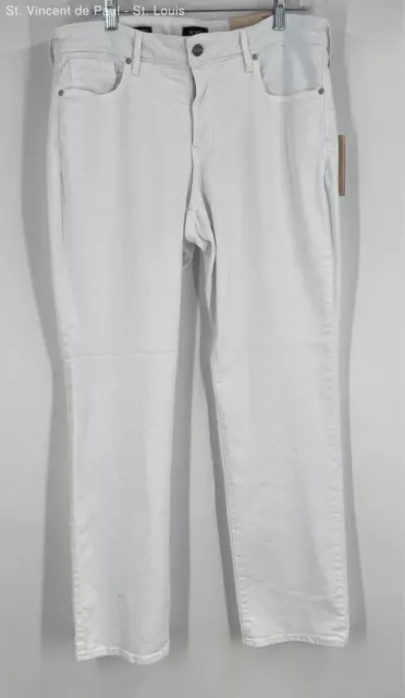 NYDJ Lift & Tuck White Denim Jeans Marilyn Straight - Women's Size 14 - NWT