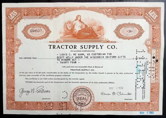 AOP USA 1950-59 Tractor Supply Co. shares certificates (2)
