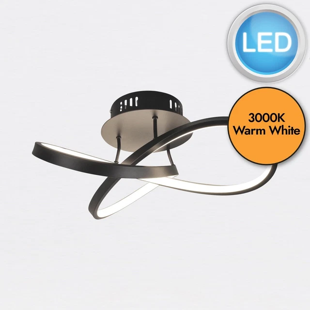 Moderne matt schwarze Schleife Design LED Deckenleuchte bündig Armatur
