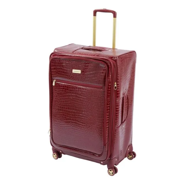 Samantha Brown 30" Exp Spinner Luggage Durable Croco-Embossed PVC - Burgundy
