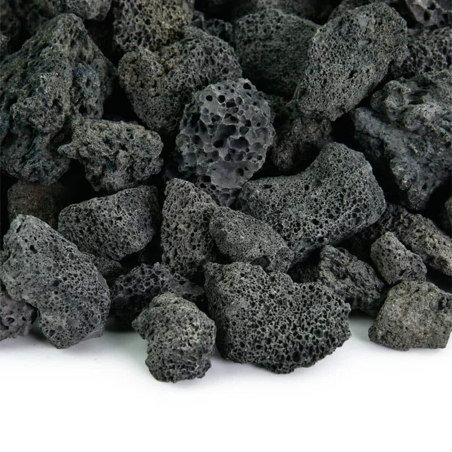 NUEVO 10 libras. Roca de lava negra de 3/4 pulgadas