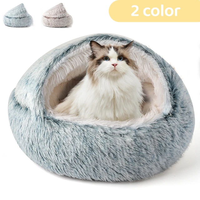 CATISM Cat Bed Donut Plush Fluffy Pet Dog Soft Warm Calming Sleeping Kennel Nest