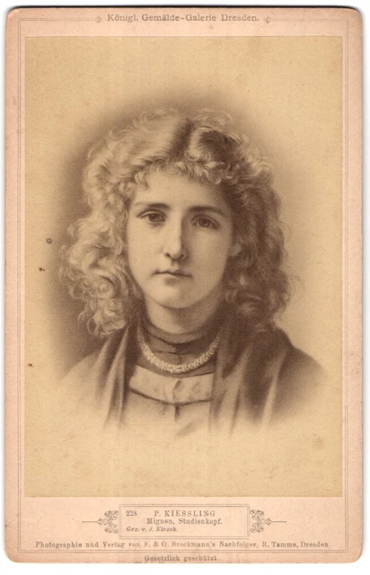 Fotografie F. & O. Brockmann, Dresden, Studienkopf Mignon, Königliche Galerie D