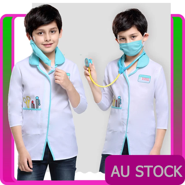 White Lab Incostume KIDS WHITE LAB Coat Doctor Costume Hospital Scientist School Fancy ...