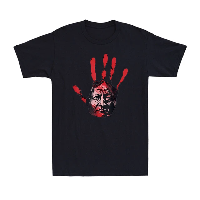 NATIVE AMERICAN INDIGENOUS Pride Red Hand Indian Blood Vintage Men's T ...