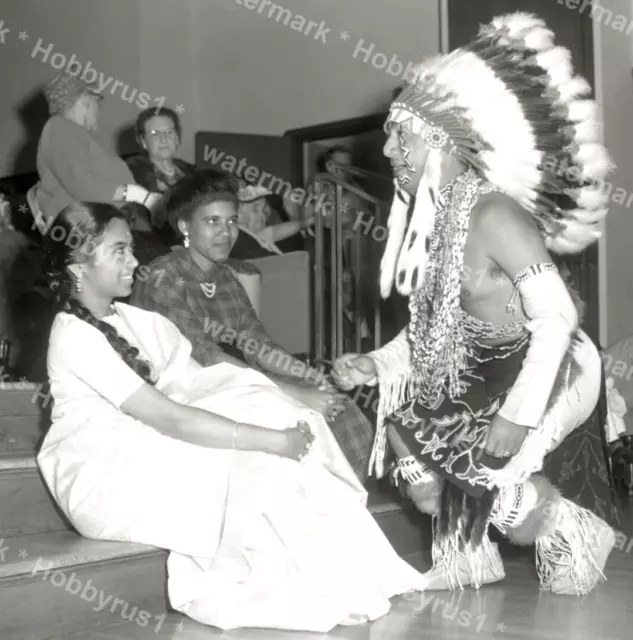 Indian Chief Full Headdress 1960's Original 4x5 Photo Negative