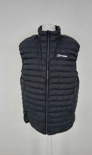 Men's Berghaus Gilet Size XXL Black Padded Logo Detail Full Zip Pocketed Used F2