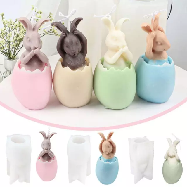 3D Egg Shell Rabbit Silicone Candle Mould Hot A7 Gift