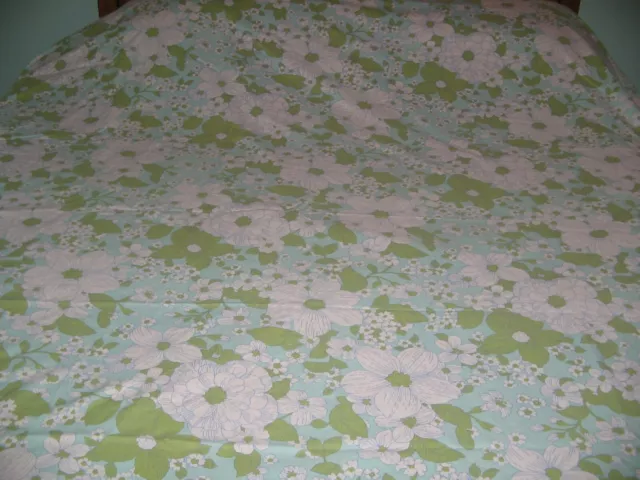 Vintage Percale Twin Flat Sheet Daisy Flower Power Fruit Of The Loom Aqua Blue Vintage Percale Twin Flat Sheet Daisy Flower Power Fruit Of The Loom Aqua Blue