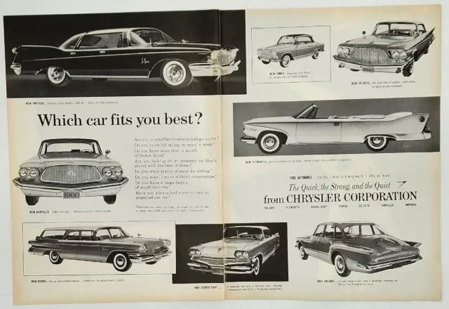 1960 Chrysler Dodge Which Car Fits You Best? Vintage Two Page Print Ad