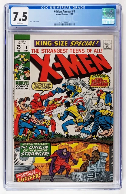 Uncanny X-Men Annual #1 (1970, Marvel) CGC 7.5, White Pages! Stan Lee Jack Kirby