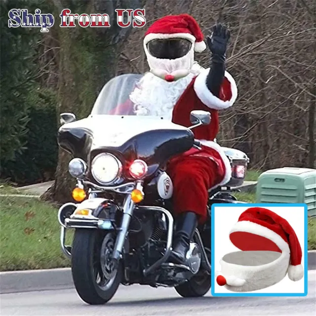 Christmas Santa Claus Helmet Hat Rides Gifts Cap Motorcycle Helmet Cover Costume