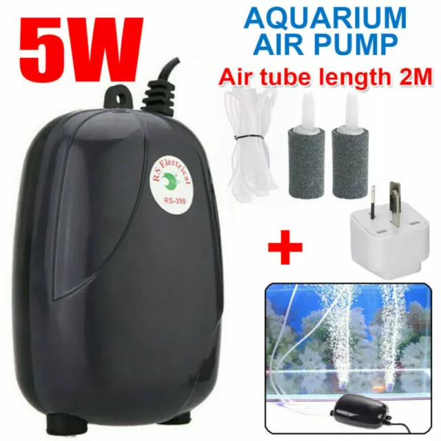 Oxygen Pump Aqua Fish Tank Aquarium Pond Air Bubble Disk Stone Aerator 2 Outlets 2