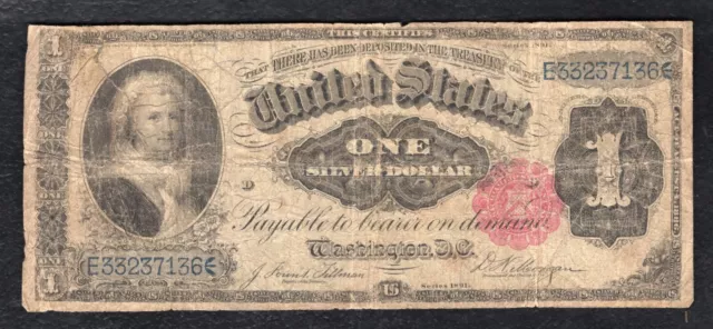 Fr. 223 1891 $1 One Dollar “Martha” Silver Certificate Currency Note (D)