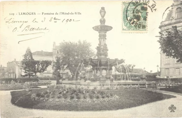 CPA 87 - LIMOGES (Haute Vienne) - Fontaine de l´Hôtel de Ville - Dos non divisé