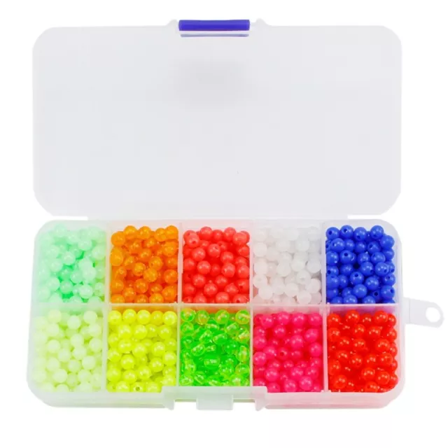 1000Pcs/Set Hard Fishing Beads 5mm Floats Plastic Glow Beads Night Fishing8061