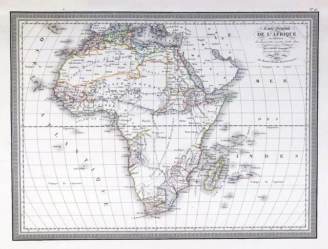 Africa Afrique Continent Card Map Carte L.Vivien 1825